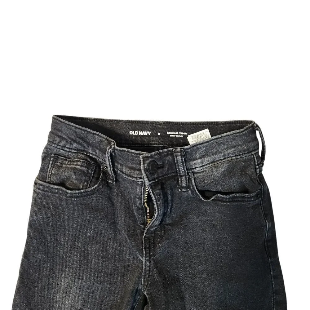 Old Navy Taper Jeans Built In Flex Style Coal Black Straight-Leg Boys Size 8
